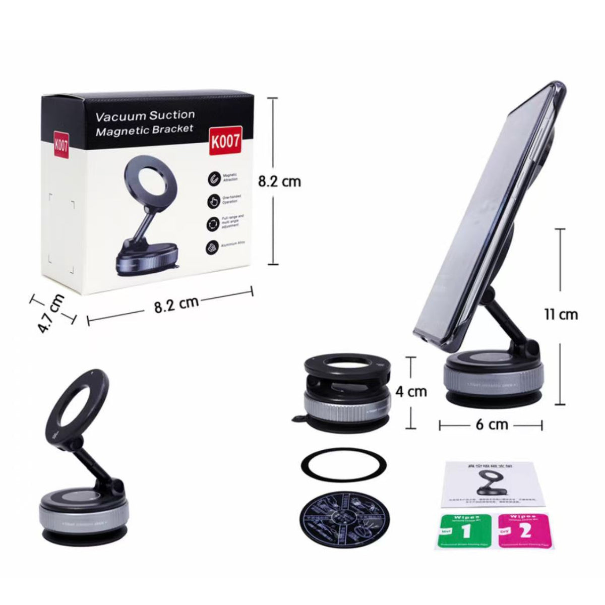 Suction cup vacuum magnetic phone holder